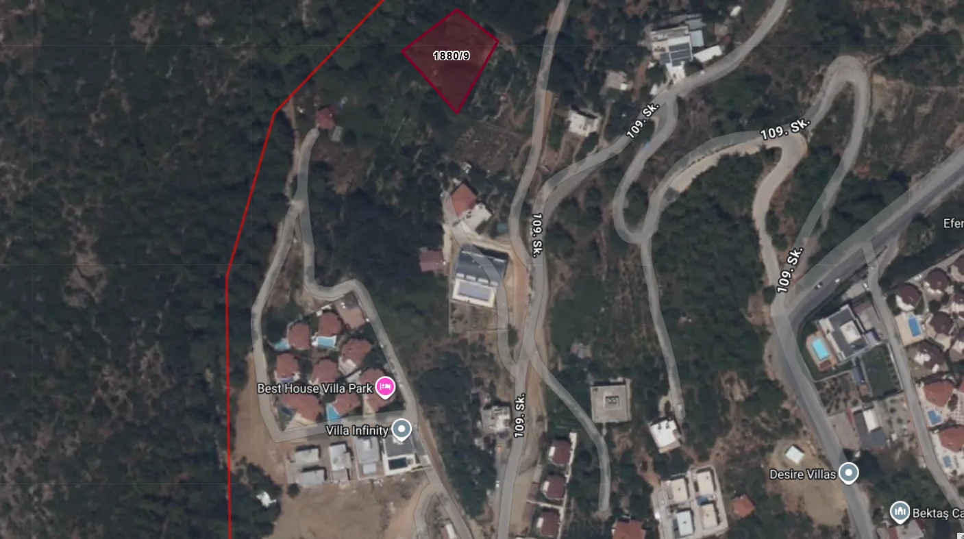 Alanya Bektaş'da Villa İmarlı Manzaralı Satılık Arsa